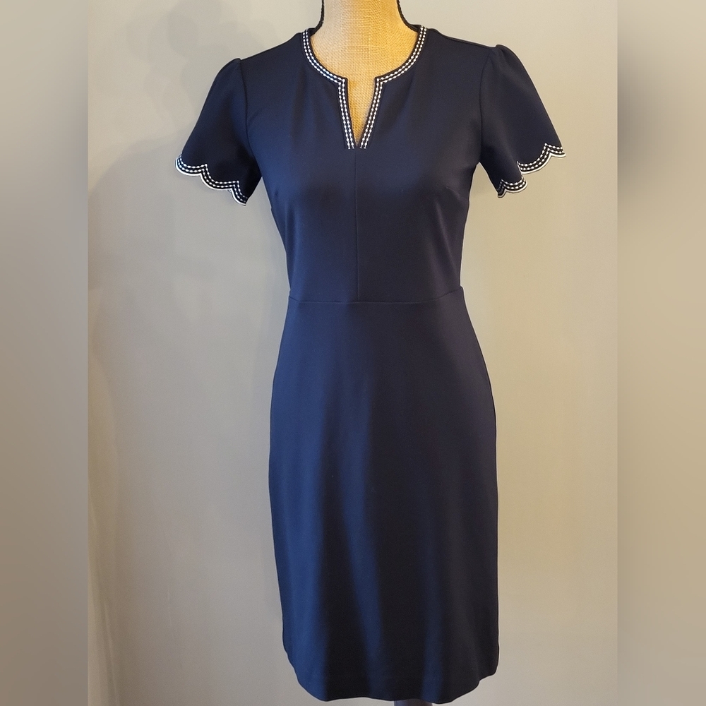 Ann Taylor Size 2 Black Knit Fitted Short Sleeve Dress - Picture 2 of 11